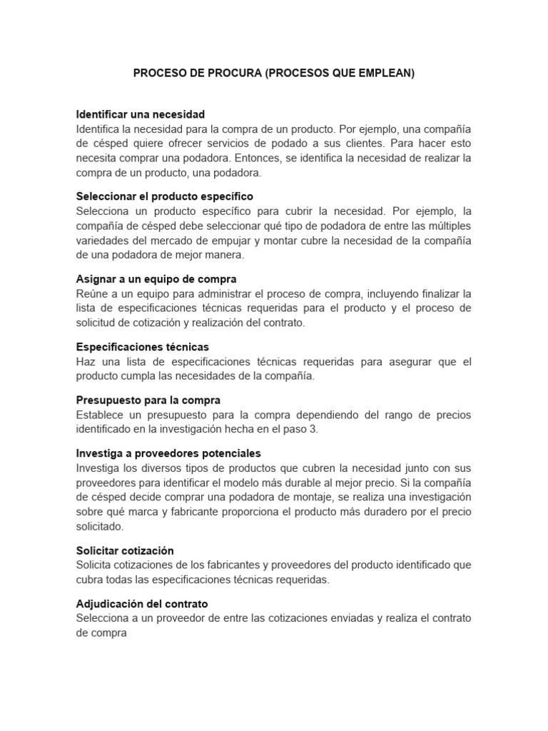 Proceso de Procura: Pasos Clave | PDF