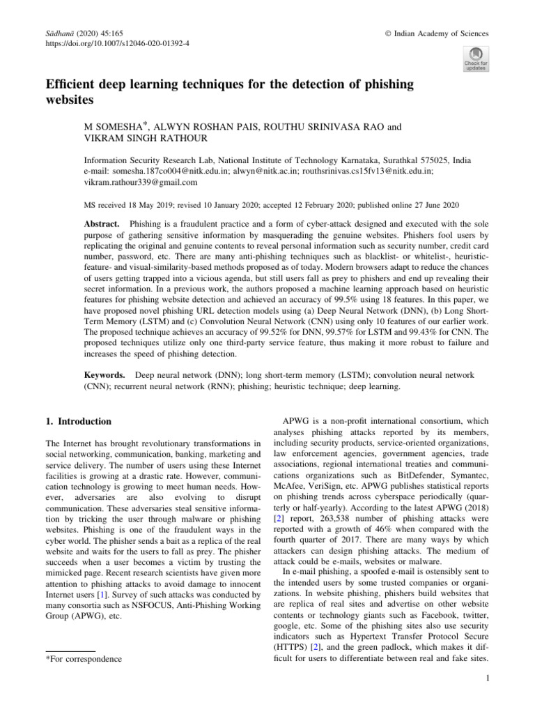 Deep Learning for Phishing Detection | PDF | Deep Learning | Phishing