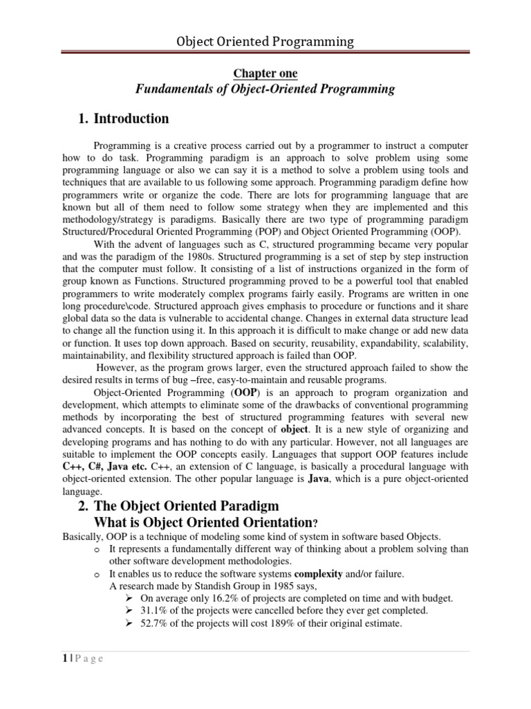 Chapter 1 | PDF | Object Oriented Programming | Method (Computer ...
