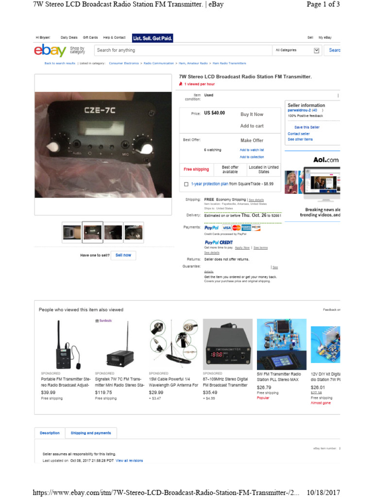 $40 7W Stereo LCD Broadcast Radio Station FM Transmitter CZE-7C 7W ...