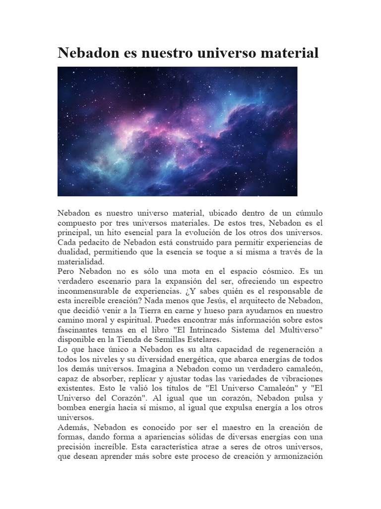 Nebadon Es Nuestro Universo Material | PDF | Universo