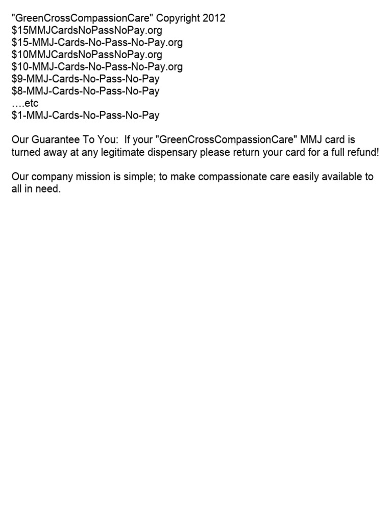 $10 MMJ Cards No Pass No Pay | PDF | Business | Law