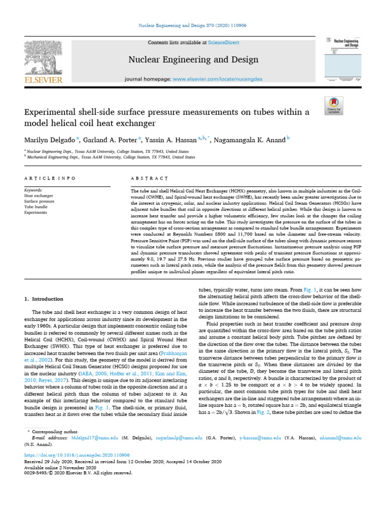 Experimental Shell-Side Surface Pressure Measurements On Tubes | PDF ...