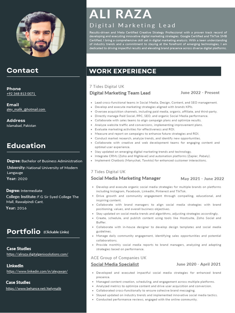 Ali Raza: Digital Marketing Leader | PDF | Digital Marketing | Popular ...