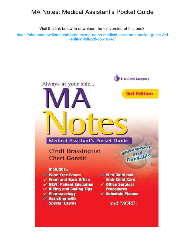 MA Notes: Medical Assistant's Pocket Guide. ISBN 0803645619, 978 ...