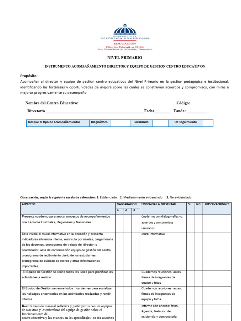 Instrumento Equipo de Gestion | PDF | Evaluación | Plan de estudios