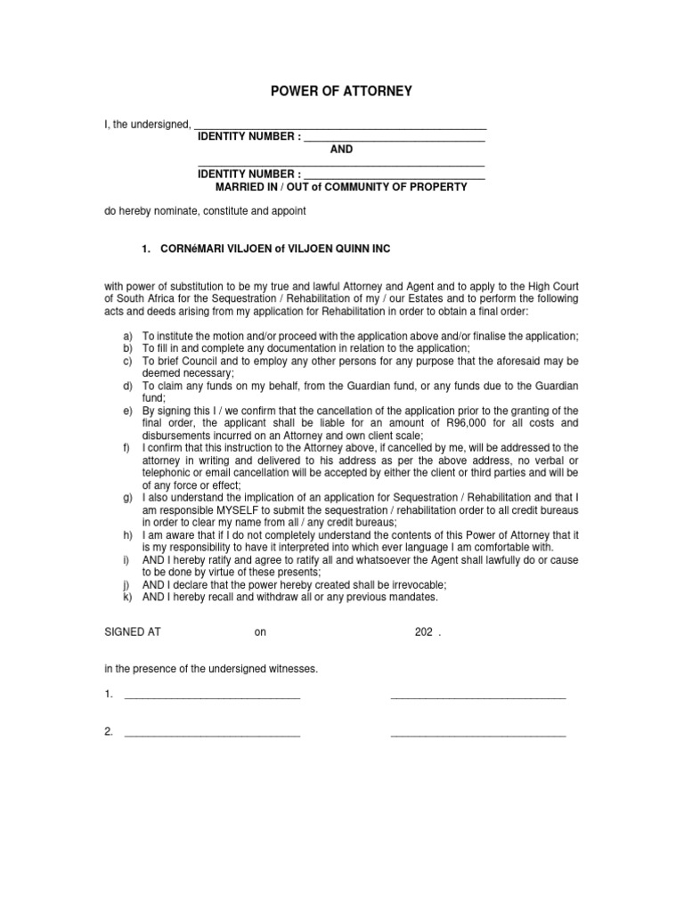 Power of attorney pdf power of attorney lawyer
