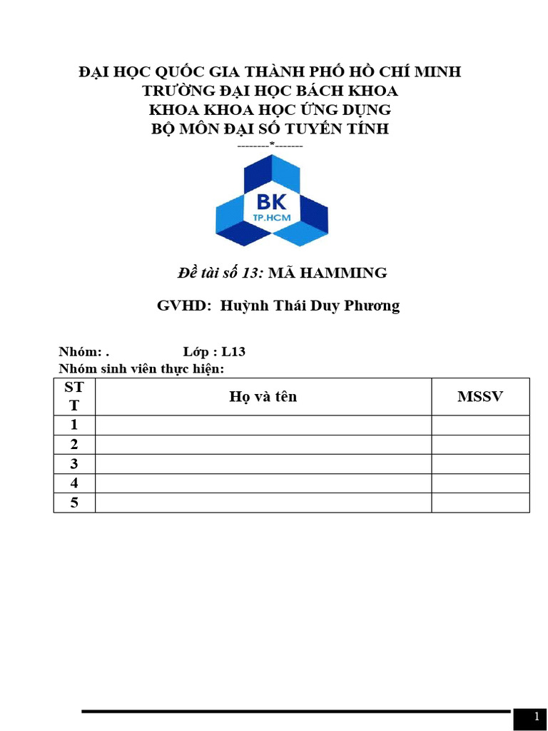 Báo Cáo Mã Hamming | PDF