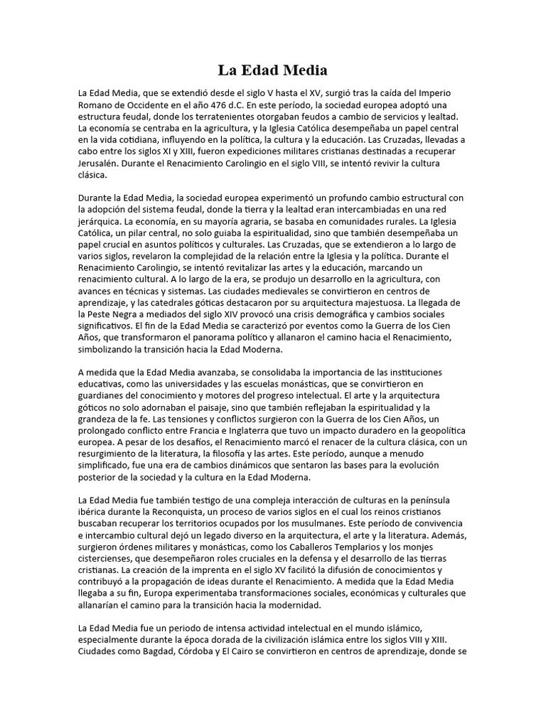 Historia y legado de la Edad Media | PDF | Edades medias | imperio Romano