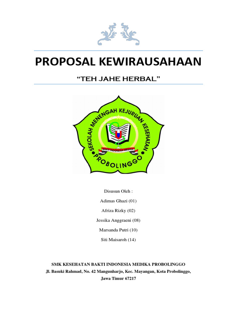 Proposal Kewirausahaan Teh Jahe Herbal | PDF | Karier & Perkembangan