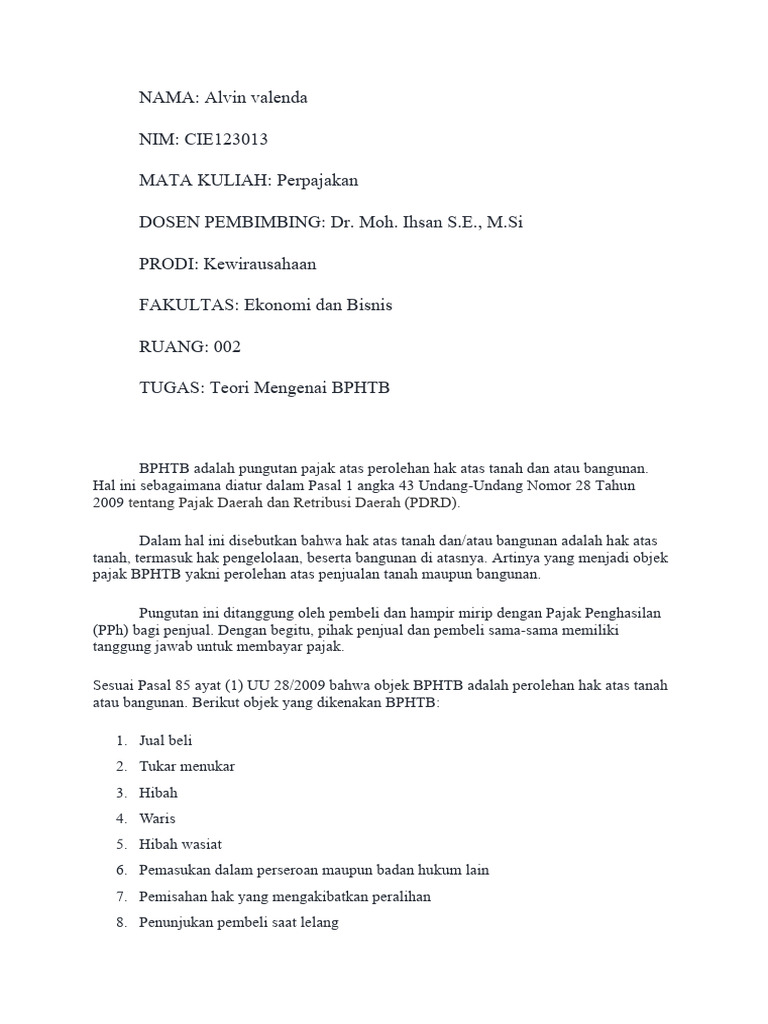 Panduan Lengkap Bphtb Dan Aturannya Pdf Hukum