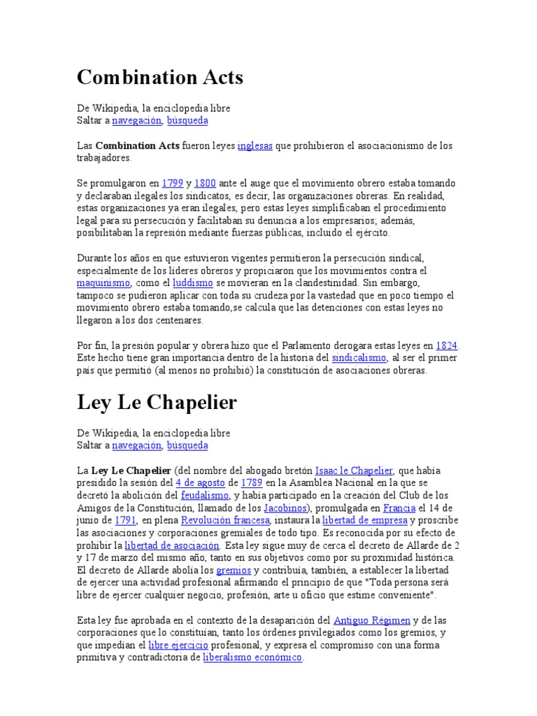 Combination Acts PDF Gobierno Revoluciones