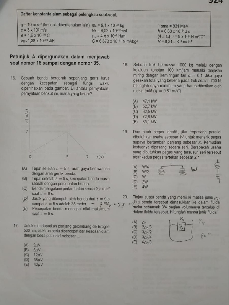 2019 UTUL UGM Tes Kemampuan Saintek Kode 924 | PDF