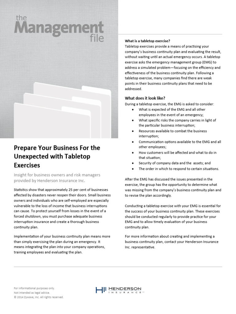 Tabletop Exercises for Business Continuity | PDF | Emergency Management ...