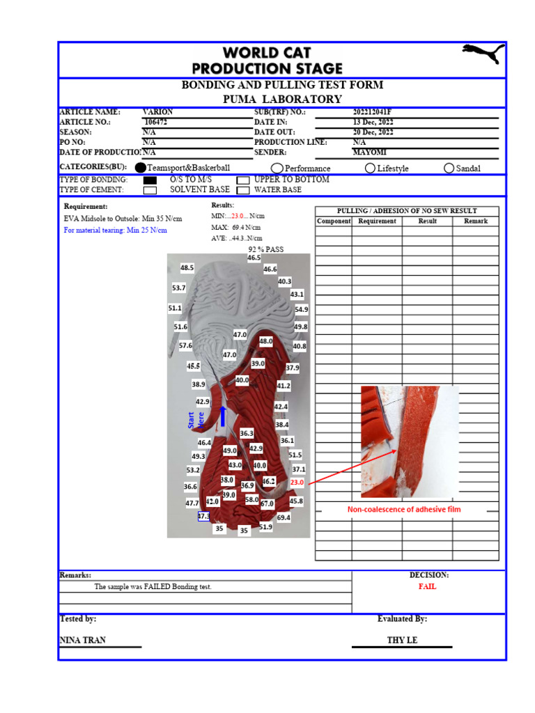 Bonding and Pulling Test Results | PDF | Materials | Industrial Processes