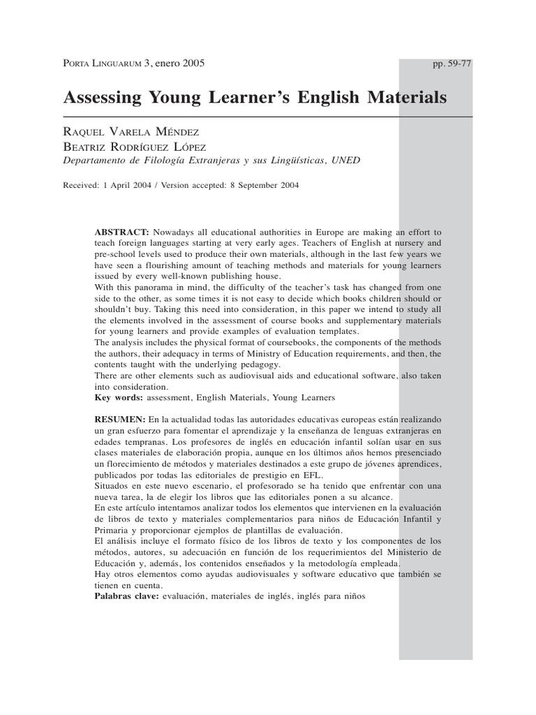Assessing Young Learners English Materia Pdf Pedagogy Teachers