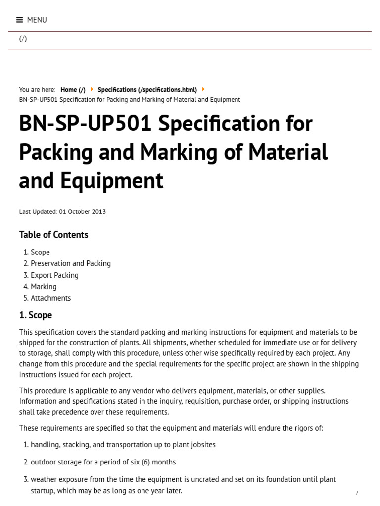 BN-SP-UP501 Packing and Marking Specs | PDF | Pallet | Wood