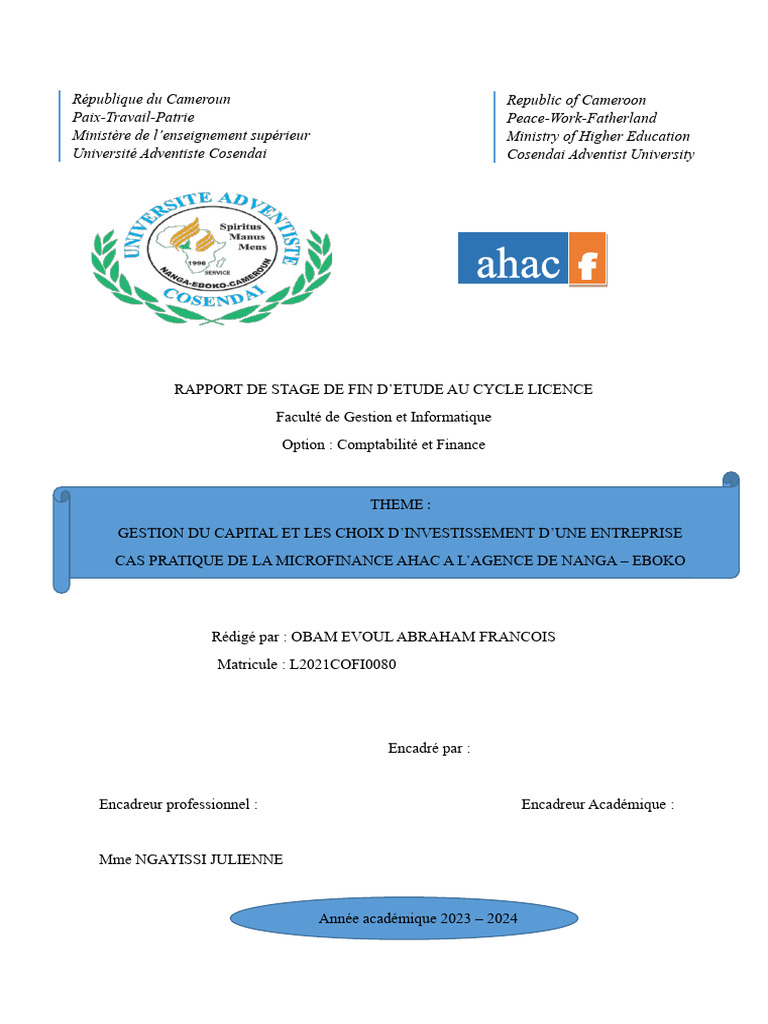 Gestion du Capital en Microfinance AHAC | PDF | Investir | Capital ...