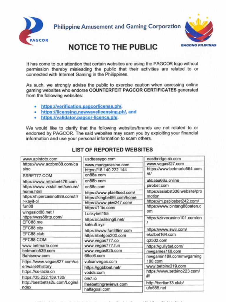 COUNTERFEIT LICENCSE notice-to-the-public-counterfeit-PAGCOR ...