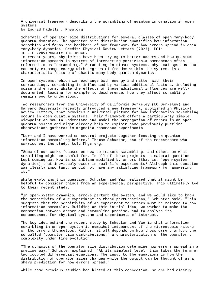 Quantum Information Scrambling Framework | PDF | Classical Mechanics ...