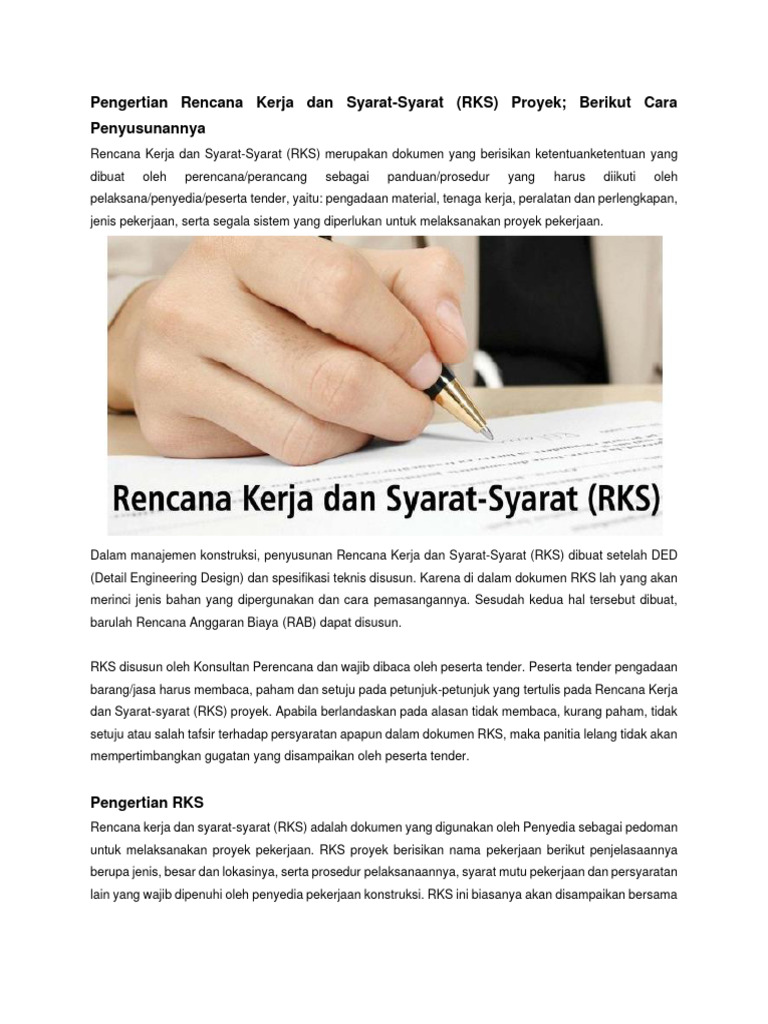 Pengertian dan Penyusunan RKS Proyek | PDF | Bisnis | Pengelolaan ...