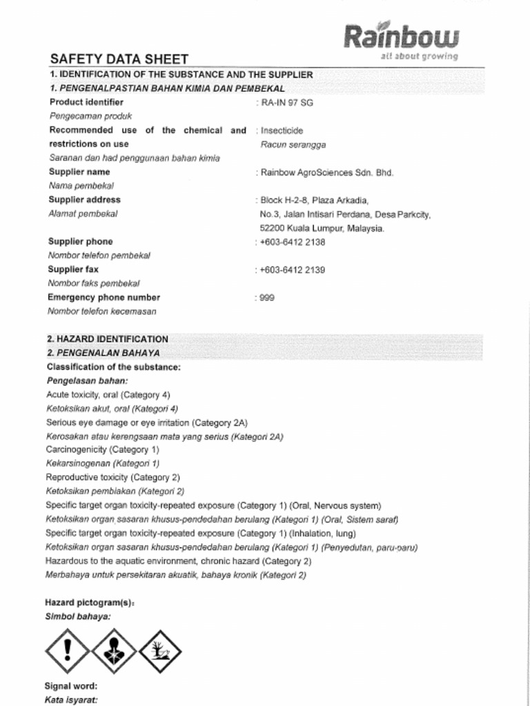 SDS Ra-In 97SG (Dwibahasa) | PDF