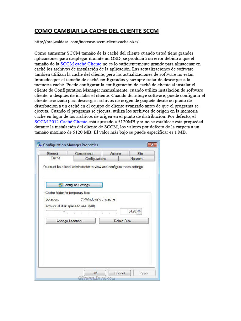 Como Cambiar La Cache Del Cliente SCCM | PDF | Programación | Programa ...