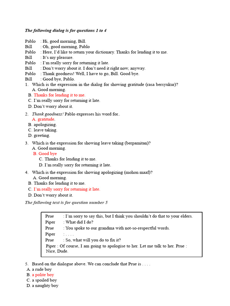 Dialogue Analysis and Comprehension Questions | PDF | Eucalyptus | Smoothie