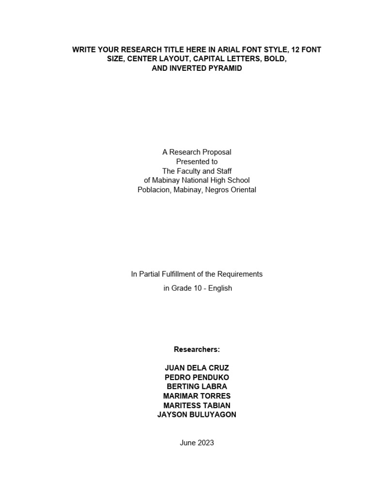 High School Research Proposal Template | PDF | Methodology
