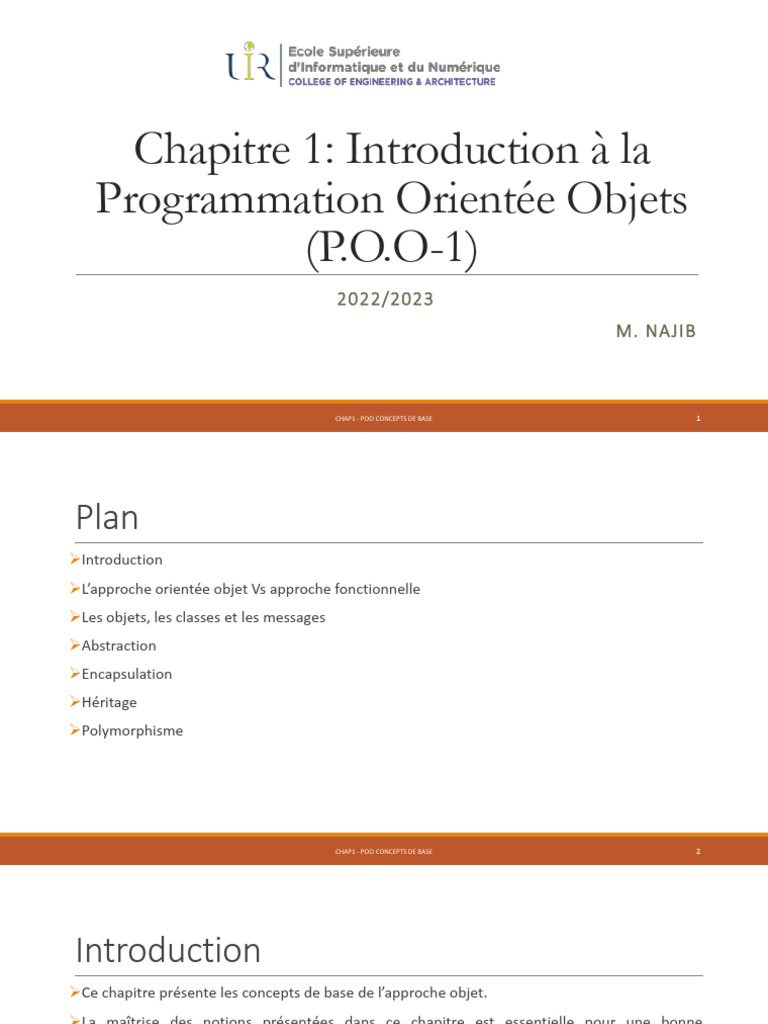 Notions de Base en Programmation Orientée Objet | PDF | Programmation ...