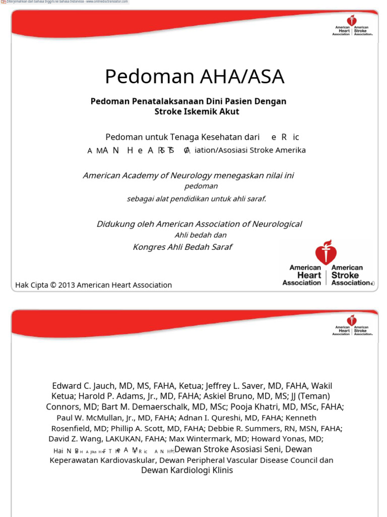Pedoman AHA/ASA: Pedoman Penatalaksanaan Dini Pasien Dengan Stroke ...