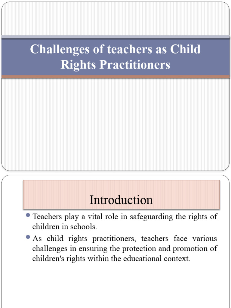 Teacher Challenges in Child Rights Advocacy | PDF | Teachers | Children ...