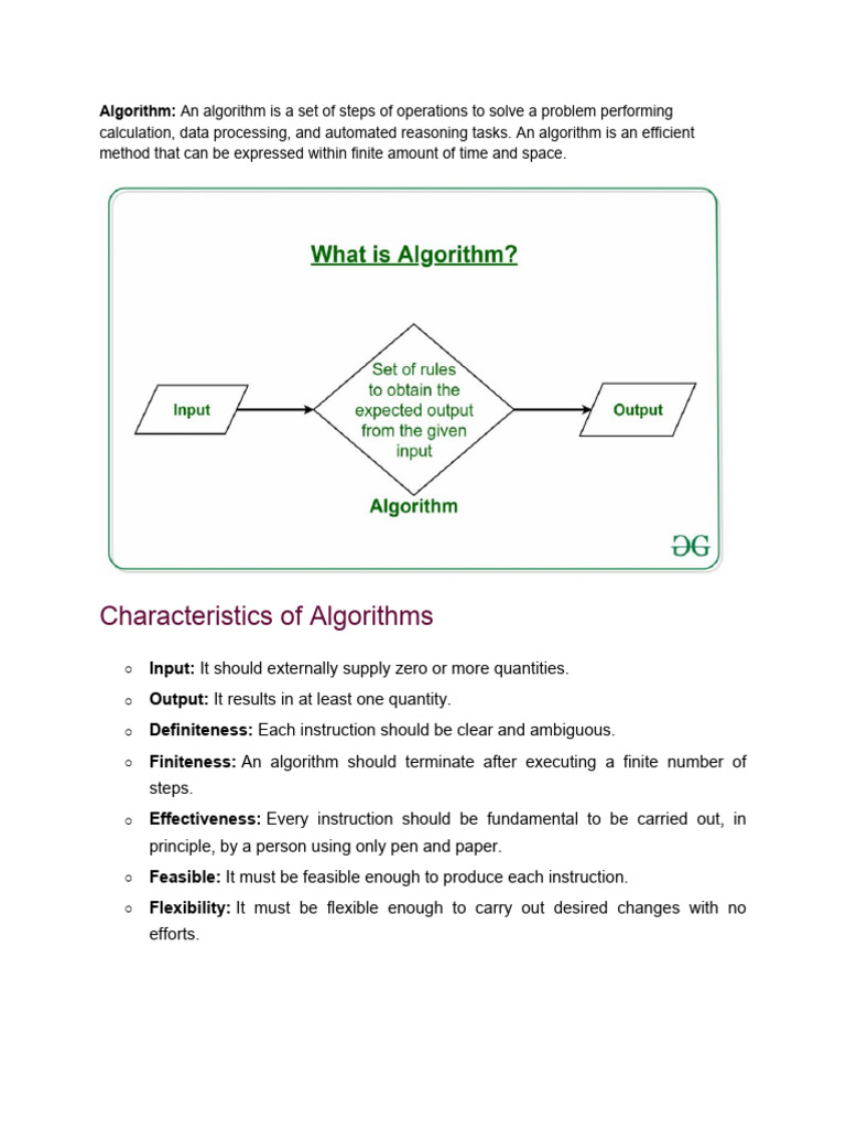 Characteristics of Algorithms | PDF | Algorithms | Computing