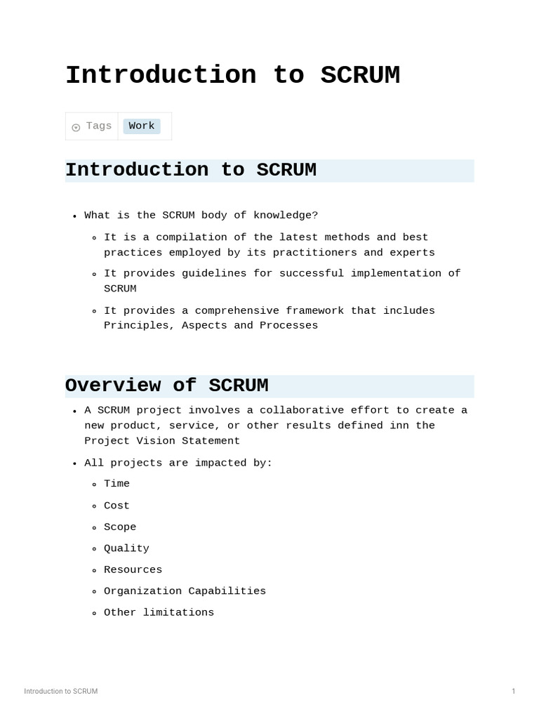 Introduction To SCRUM | PDF | Scrum (Software Development) | Business