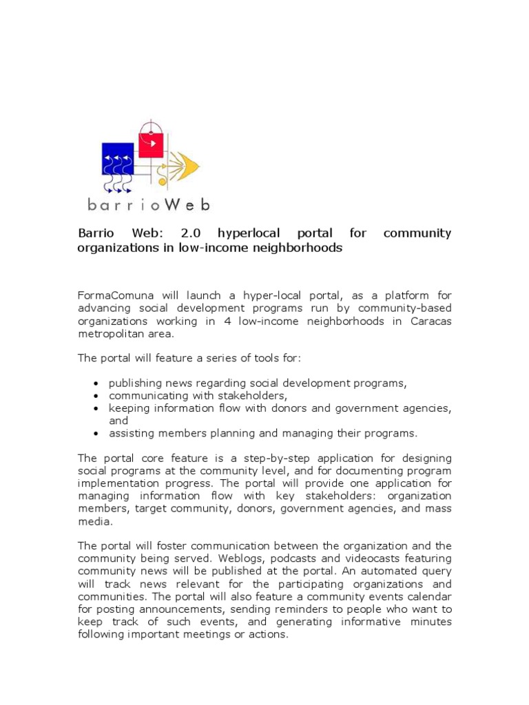Hyperlocal Portal for Caracas Communities | PDF | Internet | Community