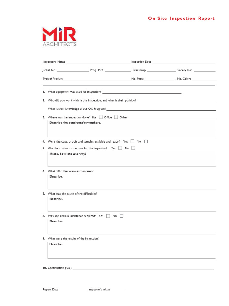 Site Inspection Report | PDF