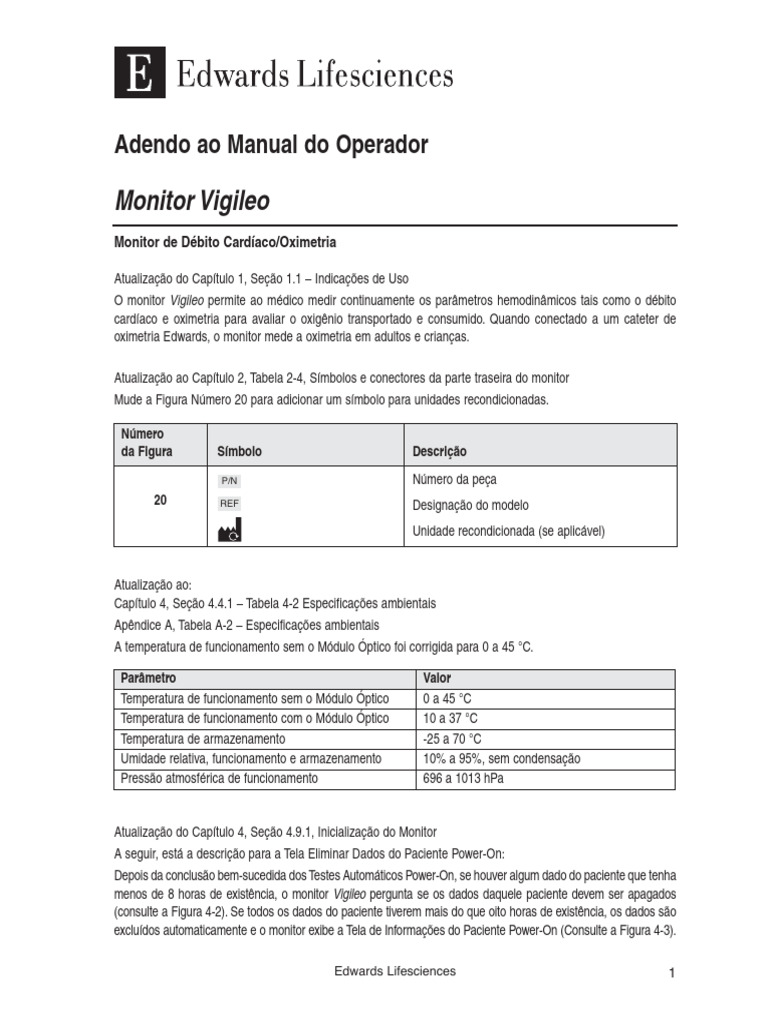 Atualizações do Monitor Vigileo | PDF | Tempo | Armazenamento de dados ...