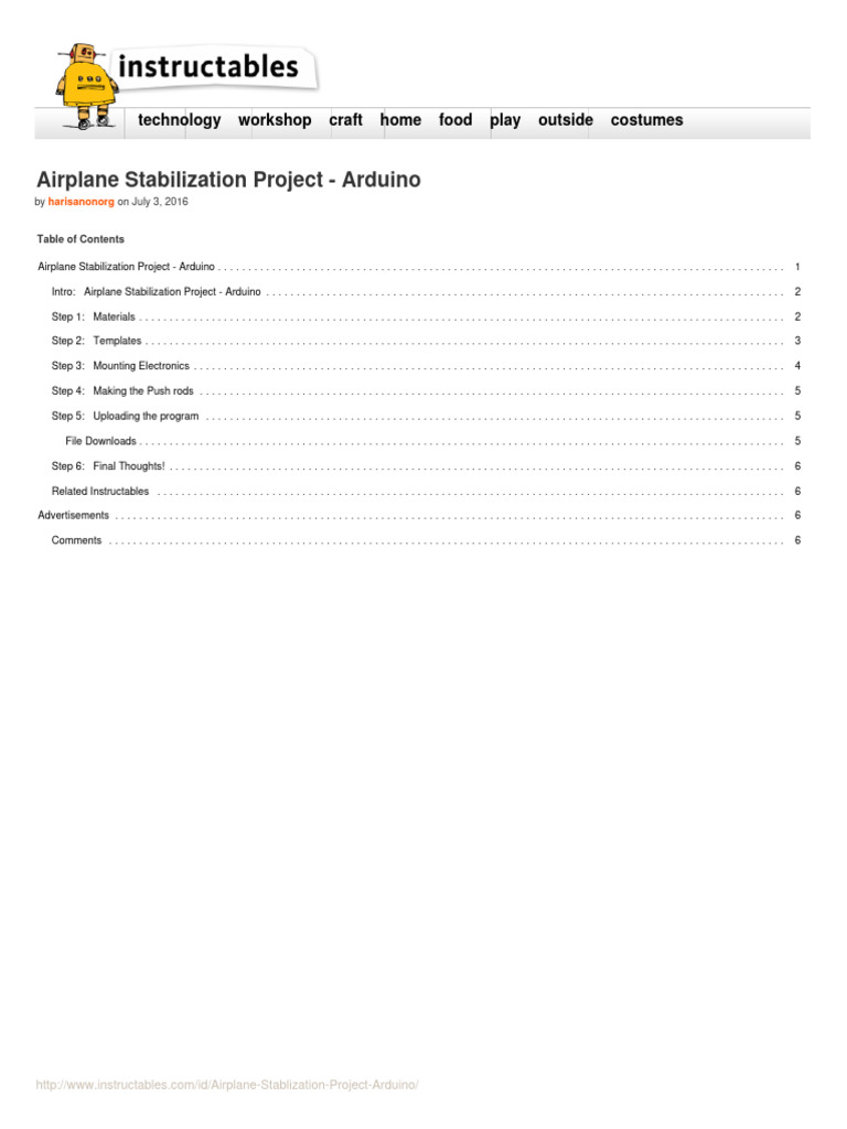 Airplane Stablization Project Arduino | PDF | Manufactured Goods ...