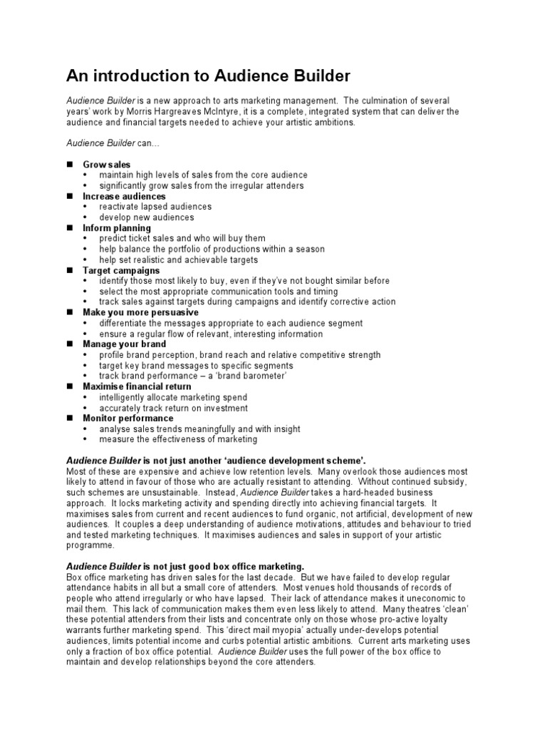 Audience Builder Pdf Market Segmentation Brand