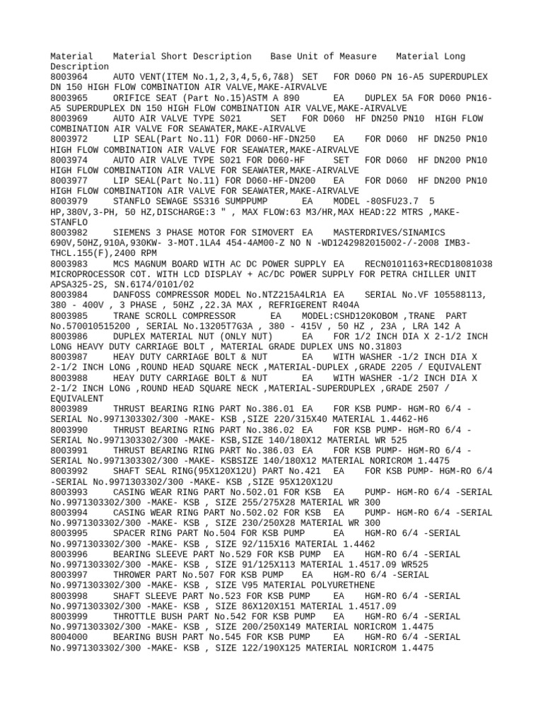 ME - 6016 - Material Description | PDF | Valve | Gas Technologies