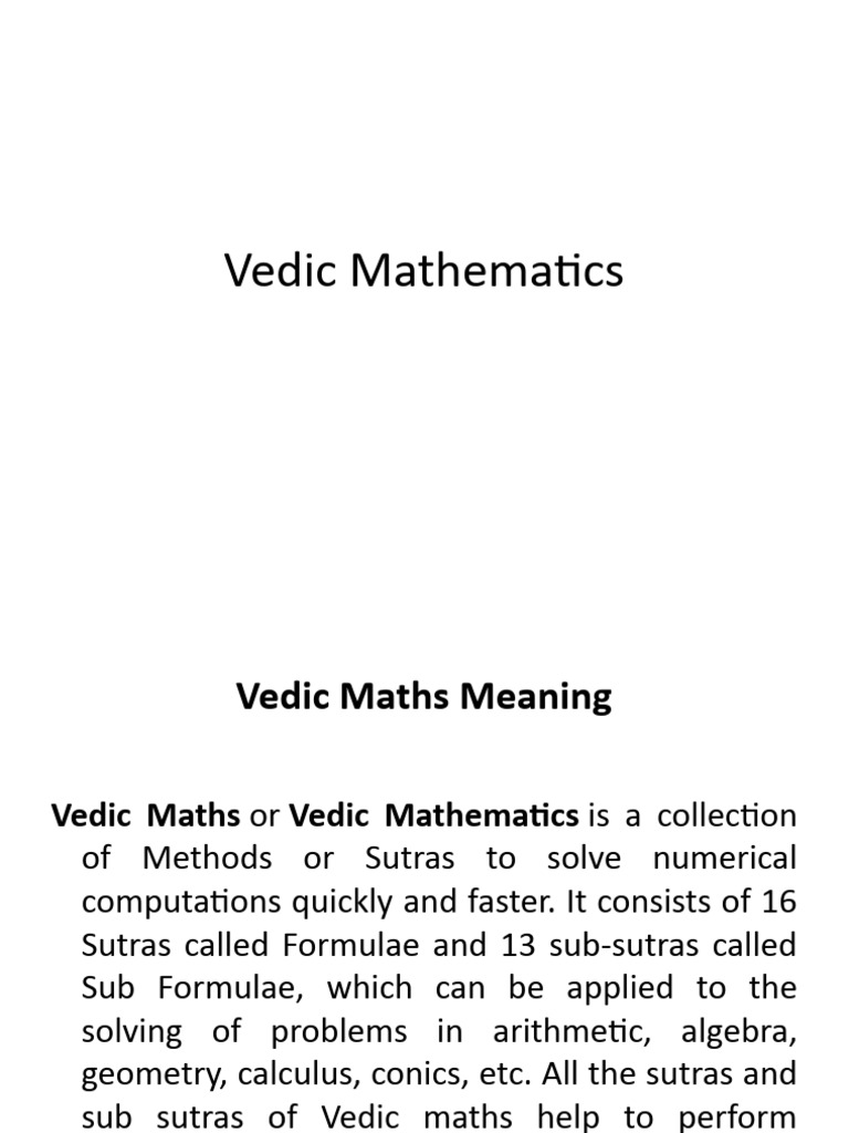 Vedic Mathematics | PDF