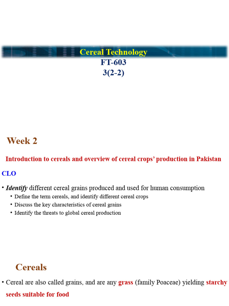 Cereal Technology (FT-603 T2) | PDF | Cereals | Foods