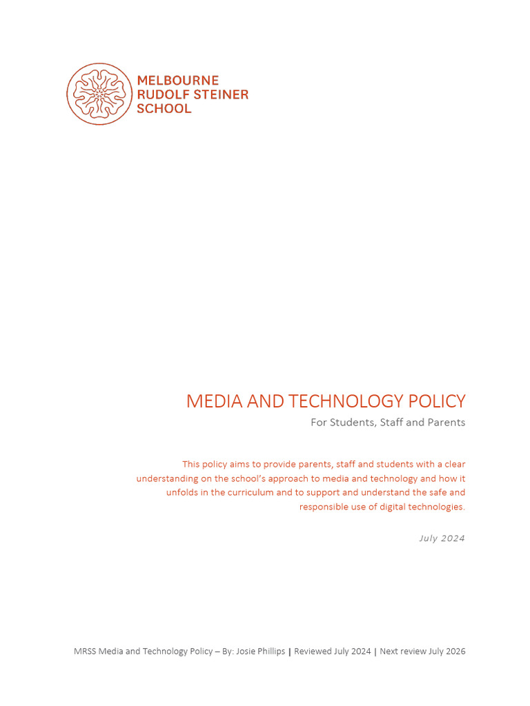 MRSS Media Technology Policy July2024 | PDF | Schools | Privacy