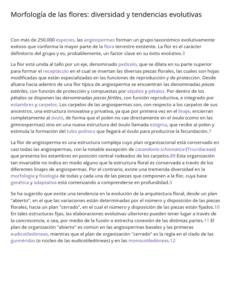 Morfología de Las Flores Diversidad y Tendencias Evolutivas | PDF ...