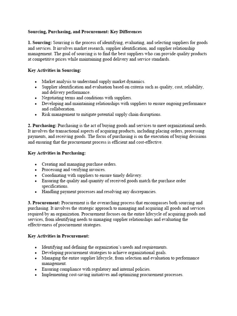 IS PROCUREMENT THE SAME AS SOURCING intelligence overview