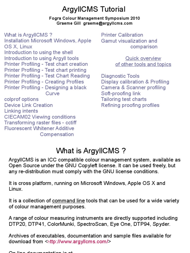 Argyll Tutorial - FCMS2010 | PDF | Command Line Interface | Graphic Design