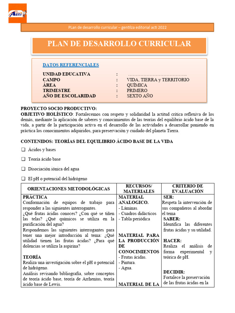 Química 6to - Plan de Desarrollo Curricular 2021 | PDF | Petroquímico ...