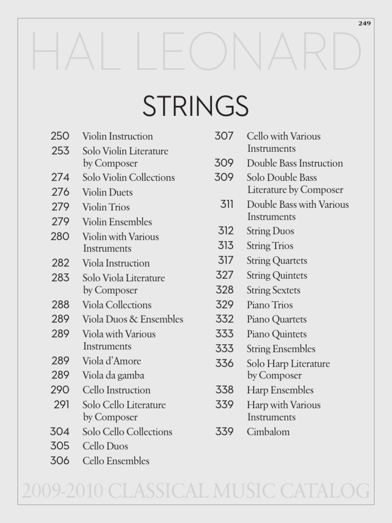 2009-2010 Classical Music Catalog | PDF | Viola | Cello