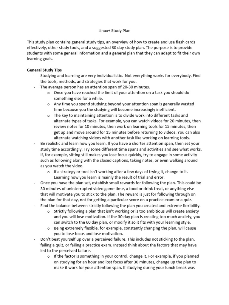 Linux (XK0-005) Study Plan | PDF | Flashcard | Attention