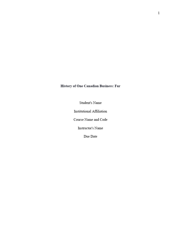 HIST 305 - Research Paper | PDF | Fur Trade | Canada